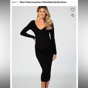Black v neck fitted maternity dress size medium NWOT